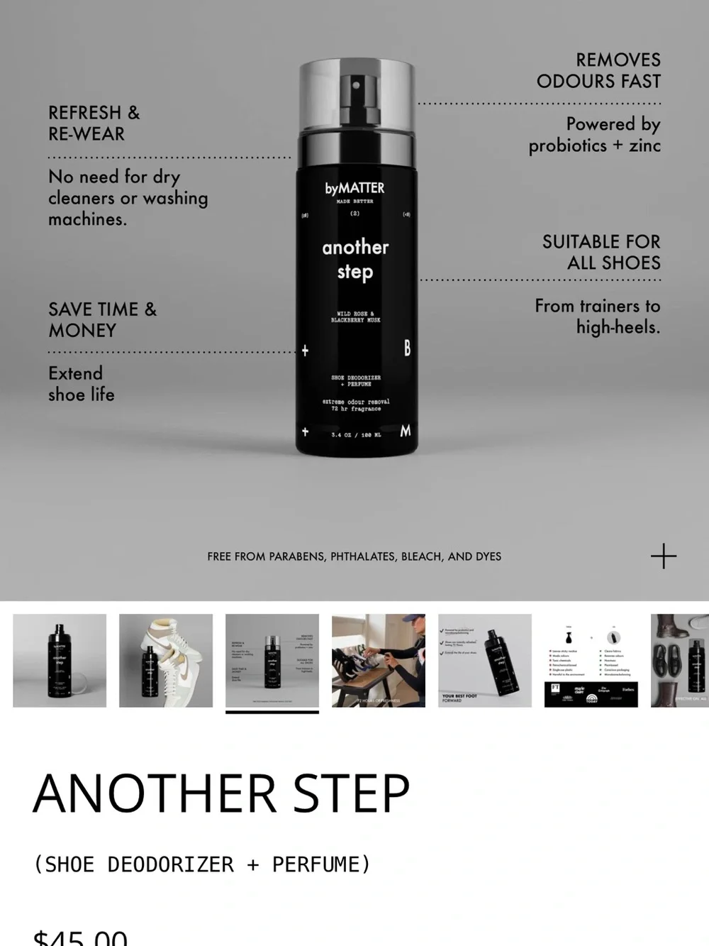 New Another Step Shoe Deodorizer Perfume by Matter extreme odour removal 72 hour